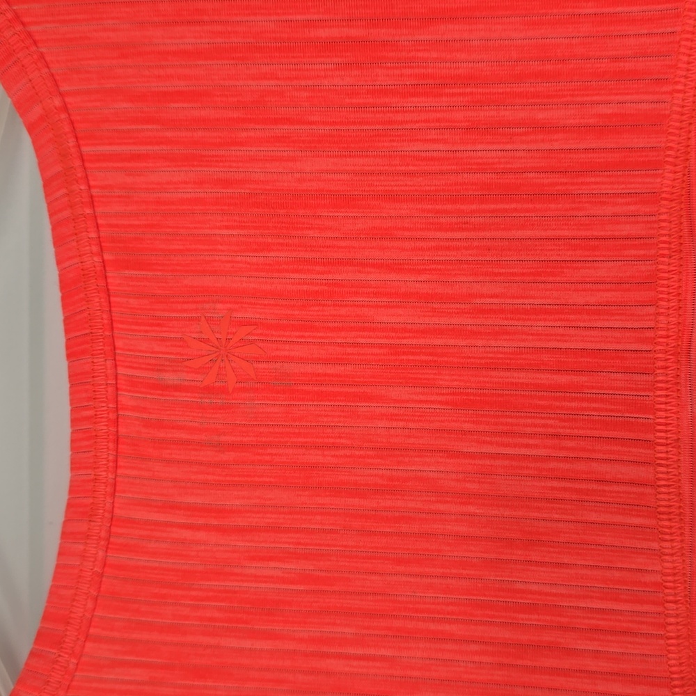Athleta Women's Neon Orange Shadow Stripe Chi Tee- M - Picture 6 of 6